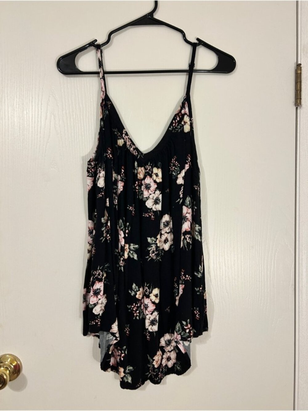 Torrid Black Tank with Pink and Cream Floral Print